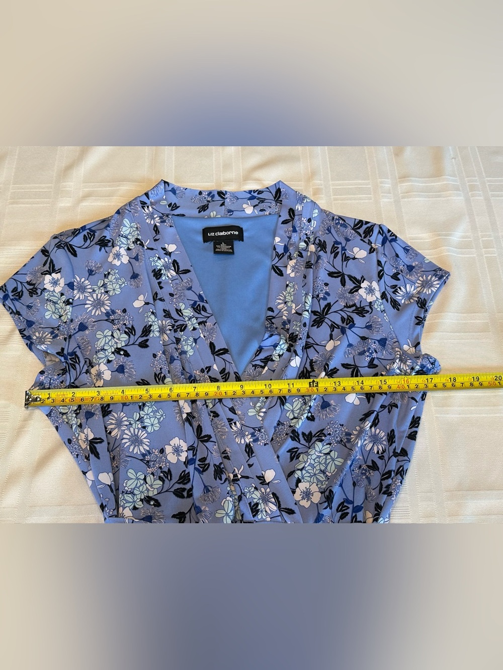 Women’s Liz Claiborne Blue Floral Dress Size Large L - Picture 5 of 8